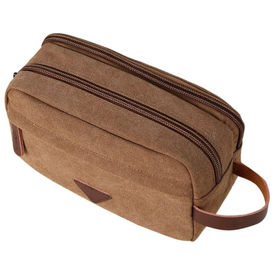 Trousse de toilette homme double zip marron - À vos trousses